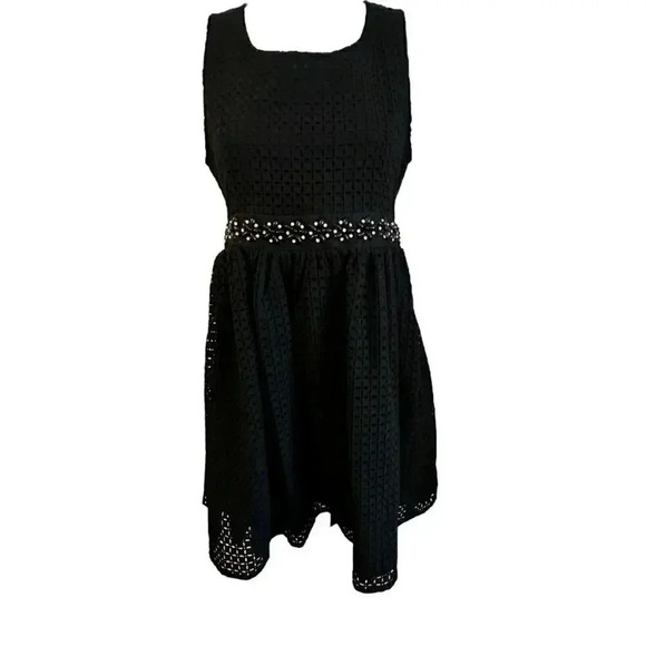 Mi Armario Dress size est. small, black with beaded waist NEW - Picture 1 of 15